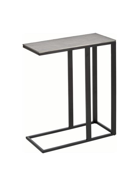 Pomocný stolík v industriálnom dizajne Edge, Stolová doska: odtiene striebornej s patinou Konštrukcia: matná čierna, Š 45 x V 62 cm