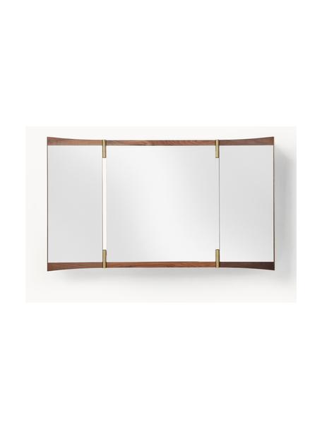 Specchio da parete orientabile Vanity, Cornice: legno di noce, Decorazione: ottone, Legno di noce, Larg. 117 x Alt. 69 cm