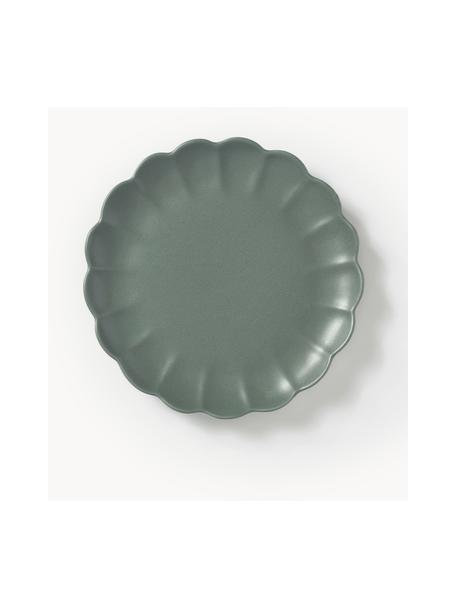 Platos postre Sabina, 4 uds., Gres, Verde oscuro mate, Ø 21 cm