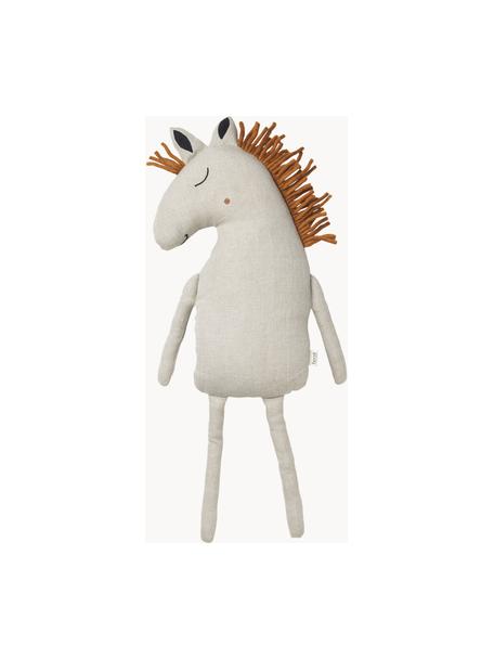 Peluche en lin Horse, Gris clair, brun clair, larg. 22 x haut. 70 cm