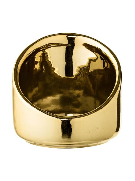 Kleine waxinelichthouder Mara in goudkleur, Keramiek, Goudkleurig, Ø 8 x H 8 cm
