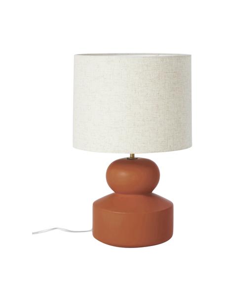 Lámpara de mesa grande de cerámica Georgina, Pantalla: tela, Cable: plástico, Beige, terracota, Ø 33 x Al 52 cm
