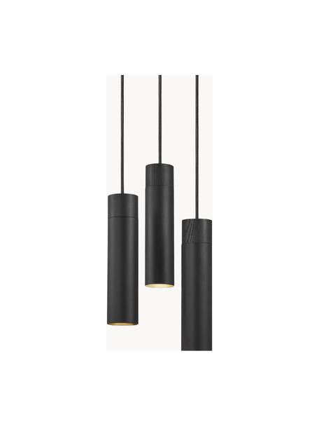 Kleine cluster hanglamp Tilo, Decoratie: hout, Zwart, Ø 22 x H 25 cm