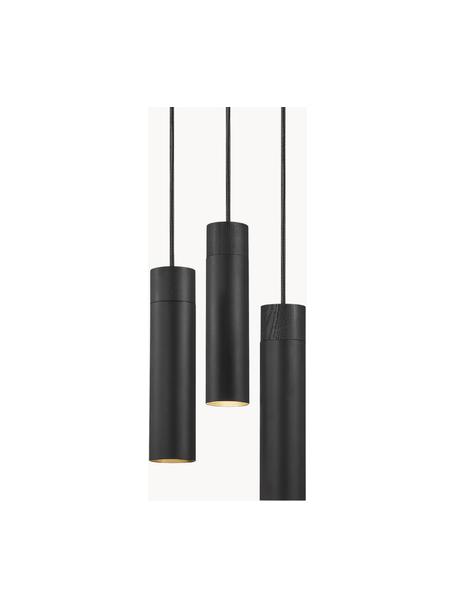 Lampada a sospensione cluster piccola a grappolo Tilo-Gold, Decorazione: legno, Nero, Ø 22 x Alt. 25 cm