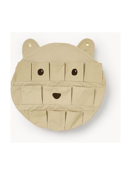 Rangement mural en coton bio Bear, 100 % coton bio, certifié GOTS, Beige, noir, larg. 50 x haut. 50 cm