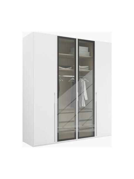 Drehtürenschrank Skat Shine mit beleuchteten Glastüren, Griffe: Metall, beschichtet, Weiß, B 201 x H 235 cm