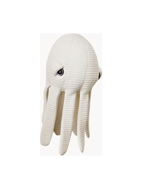 Coussin peluche fait main Sir Octopus, Blanc cassé, larg. 16 x haut. 30 cm