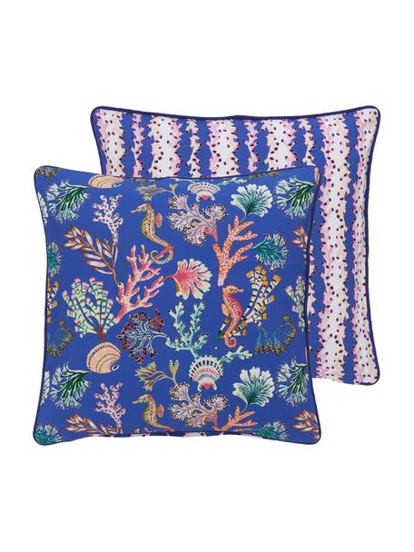 Obojstranný poťah na vankúš z organickej bavlny Marina, 100 % bavlna, certifikát GOTS, Odtiene modrej, Š 45 x D 45 cm