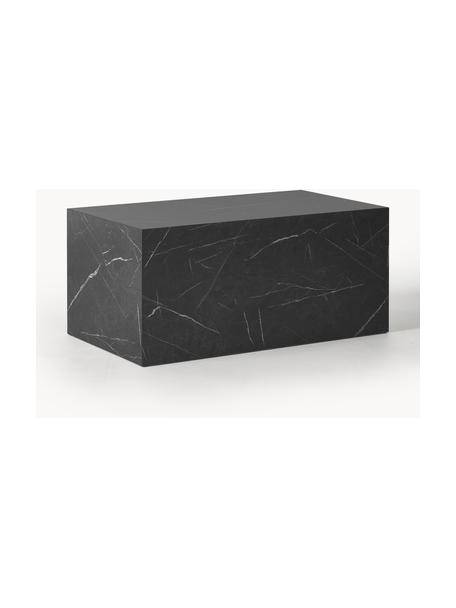 Tavolino da salotto effetto marmo Lesley, Pannello di fibra a media densità (MDF) rivestito con foglio di melamina, Effetto marmo nero, lucido, Larg. 90 x Prof. 50 cm