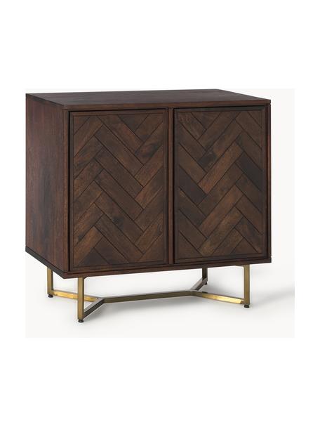 Chiffonnier de madera maciza Luca, Cuerpo: madera de mango maciza pi, Patas: metal con pintura en polv, Parte trasera: tablero de fibras de dens, Madera de mango, dorado, An 90 x Al 83 cm