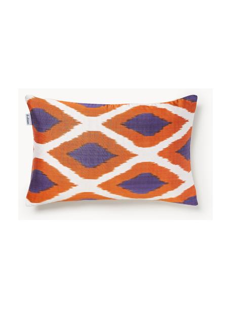 Housse de coussin 40x60 en soie avec motif abstrait Silky, Orange, lilas, blanc, larg. 40 x long. 60 cm