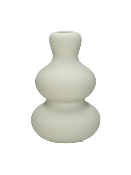 Vaso di design in forma organica Fine, Gres, Bianco crema, Ø 14 x Alt. 20 cm