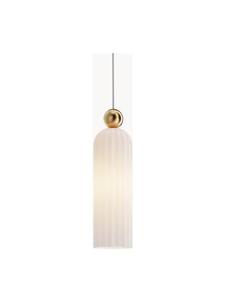 Lampada a sospensione piccola Antic, Paralume: vetro, Bianco latte, dorato, Ø 10 x Alt. 38 cm