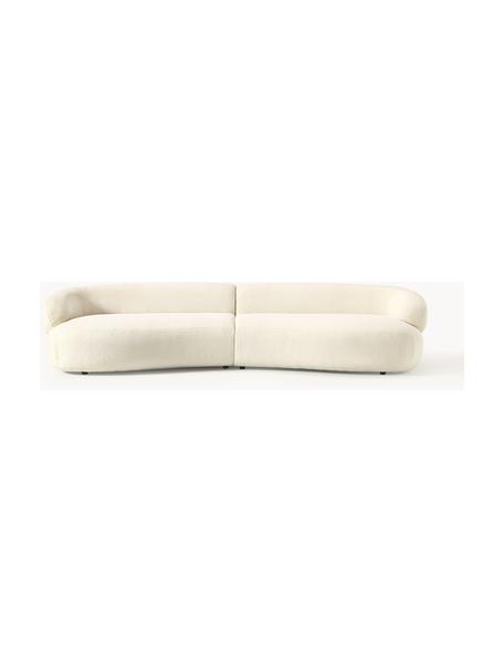 Sofa Teddy w kształcie nerki Alba (4-osobowa), Tapicerka: Teddy (100% poliester) Dz, Stelaż: lite drewno świerkowe z c, Nogi: tworzywo sztuczne Ten pro, Teddy w odcieniu złamanej bieli, S 326 x G 112 cm