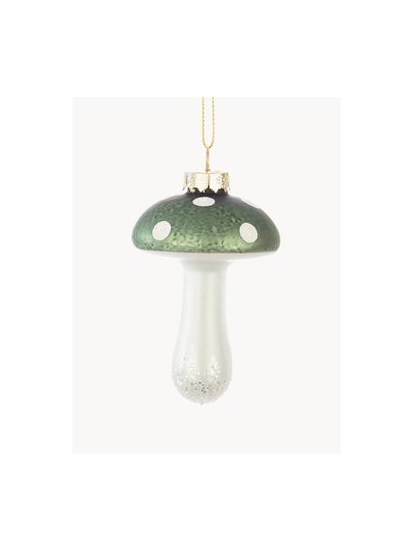 Baumanhänger Mushroom, 12 Stück, Glas, Salbeigrün, Weiß, Ø 6 x H 9 cm