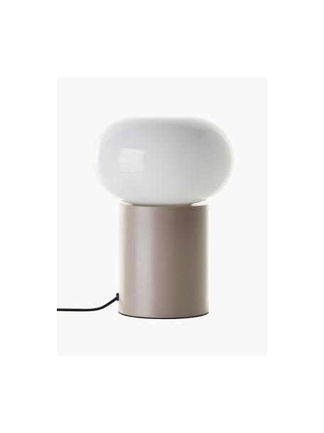 Kleine tafellamp Deany, Lampenkap: glas, Lampvoet: gecoat metaal, Greige, wit, Ø 20 x H 27 cm