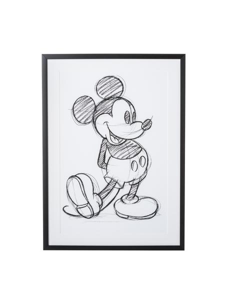 Oprawiony druk cyfrowy Mickey, Biały, czarny, S 50 x W 70 cm