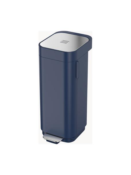 Porta afvalbak met luchtstroomtechnologie, 40 L, Houder: kunststof, Deksel: edelstaal, geborsteld, Donkerblauw, B 28 x D 40 cm, 40 L