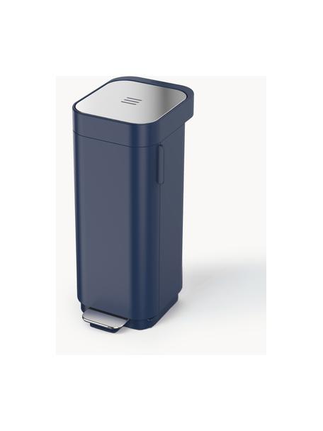 Abfalleimer Porta mit Airflow-Technologie, 40 L, Behälter: Kunststoff, Deckel: Edelstahl, gebürstet, Dunkelblau, B 28 x T 40 cm, 40 L