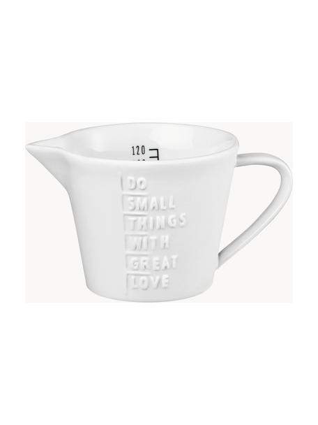Porcelánová odměrka s ražbou Things, Porcelán, neglazovaný, s ražbou, Bílá, Ø 9 cm, V 7 cm