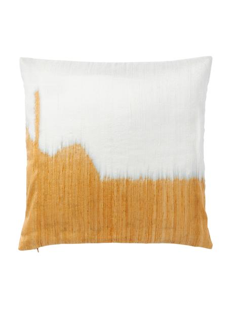 Povlak na polštář z hedvábí Aryane, Žlutá, bílá, Š 45 cm, D 45 cm