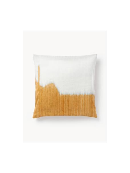 Funda de cojín de seda Aryane, Parte delantera: 100% seda, Parte trasera: 100% algodón, Amarillo, blanco, An 45 x L 45 cm