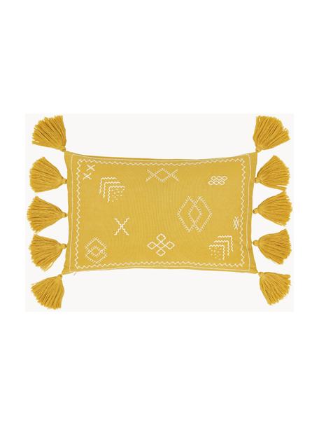Funda de cojín bordada Huata, 100% algodón, Amarillo, beige, An 30 x L 50 cm