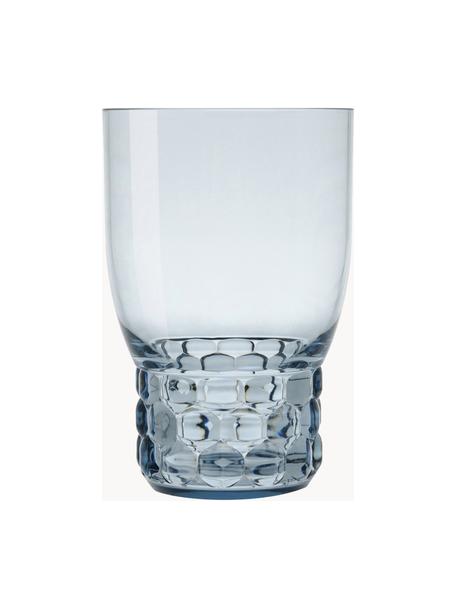 Vasos con relieves Jellies, 4 uds., Plástico, Azul claro transparente, Ø 9 x Al 13 cm, 460 ml