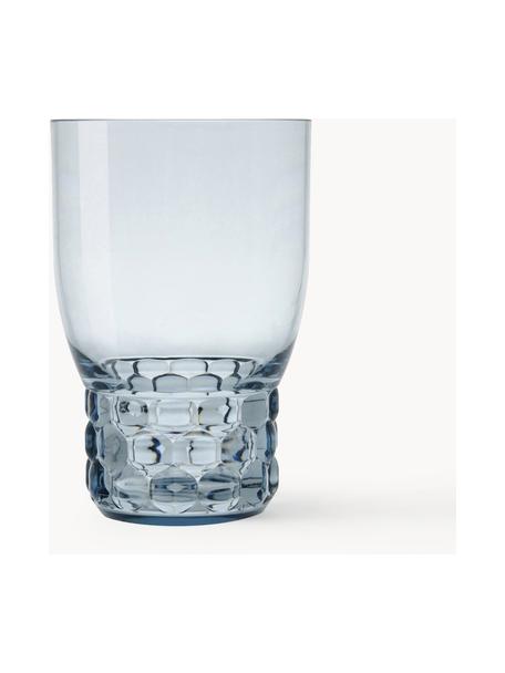 Vasos con relieves Jellies, 4 uds., Plástico, Azul claro transparente, Ø 9 x Al 13 cm, 460 ml