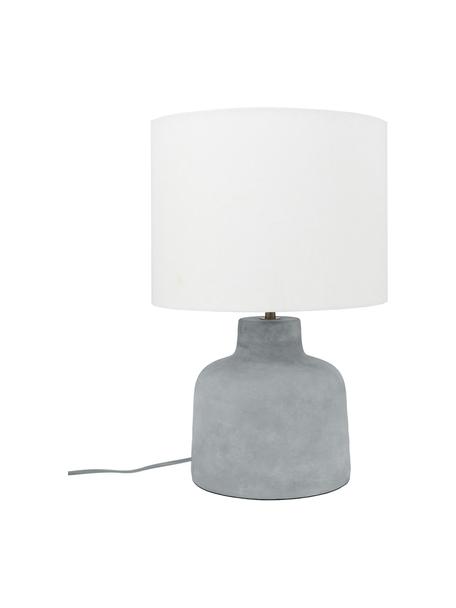 Tafellamp Ike met betonnen voet, Lampenkap: 100% linnen, Lampvoet: beton, Grijs, wit, Ø 30 x H 45 cm