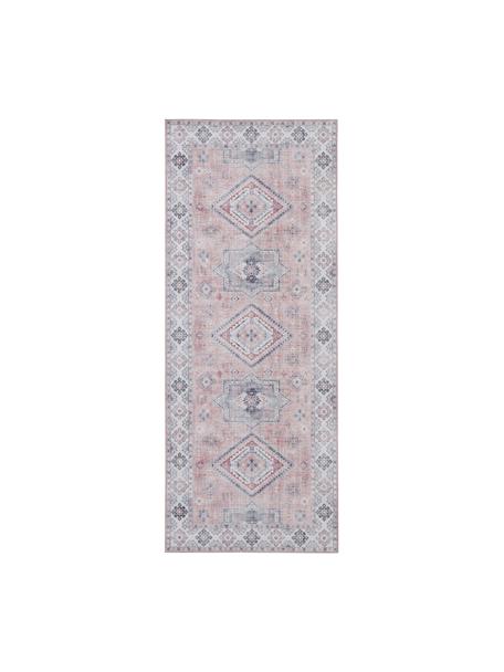 Běhoun ve vintage stylu Gratia, 100% polyester, Starorůžová, šedá, Š 80 cm, D 200 cm