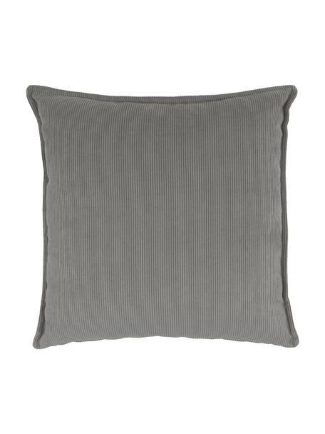 Cuscino arredo in velluto a coste Lennon, Rivestimento: velluto a coste (92% poli, Velluto a coste grigio, Larg. 60 x Lung. 60 cm