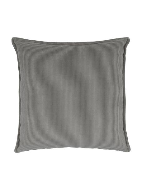 Cuscino per divano in velluto a coste grigio Lennon, Rivestimento: velluto a coste (92% poli, Grigio, Larg. 60 x Lung. 60 cm