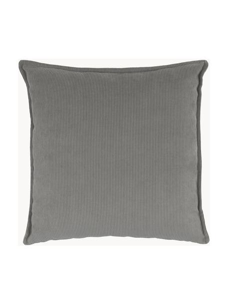 Bankkussen Lennon van corduroy, Donkergrijs, B 60 x L 60 cm