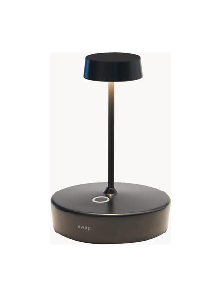 Lámpara de mesa LED móvil regulable Swap Mini, Lámpara: aluminio recubierto Cable, Negro, Ø 10 x Al 15 cm