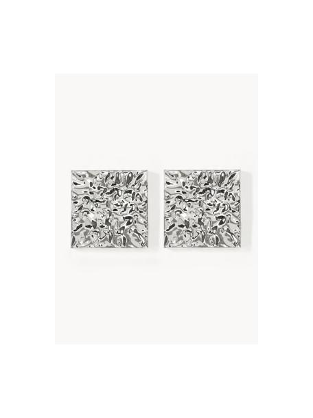 Wandobjecten Splash met een gehamerd oppervlak, 2 stuks, Aluminium, gepolijst, gelakt, Zilverkleurig, B 50 x H 50 cm