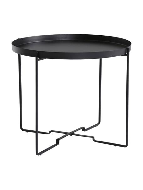 Okrągły stolik pomocniczy-taca George, Metal powlekany, Czarny, Ø 57 x W 48 cm