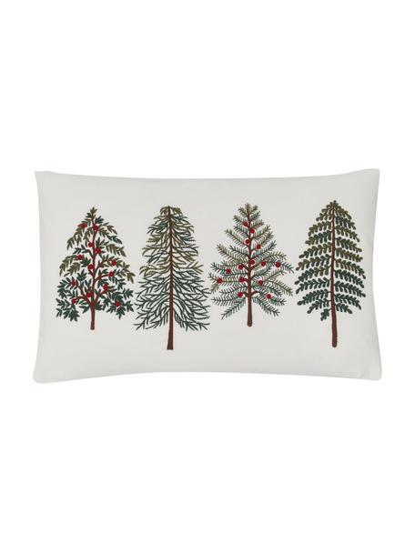 Povlak na polštář s motivem stromů Finn, 100% bavlna, Bílá, zelená, Š 30 cm, D 50 cm