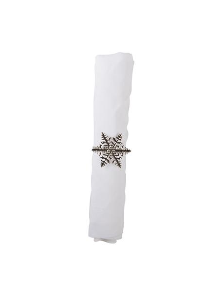 Schneeflocken-Serviettenringe Snowflake in Silberfarben, 4 Stück, Metall, Silberfarben, Ø 5 x H 4 cm