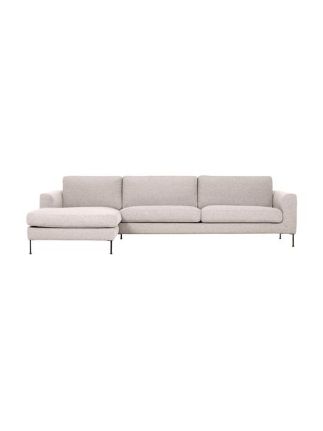 Canapé d'angle 4 places avec pieds en métal Cucita, Tissu beige, larg. 302 x prof. 163 cm, méridienne à gauche