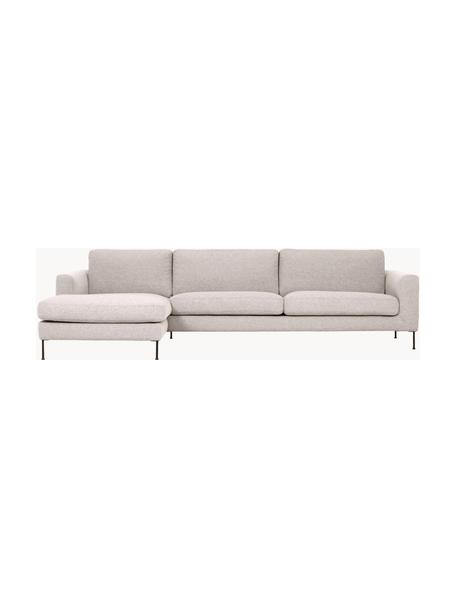 Ecksofa Cucita (4-Sitzer), Bezug: Webstoff (100% Polyester), Gestell: Massives Kiefernholz, FSC, Webstoff Hellbeige, B 302 x T 163 cm, Eckteil links