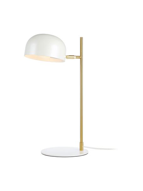 Moderne bureaulamp Pose in wit en goud, Lampenkap: gecoat metaal, Wit, goudkleurig, D 29 x H 49 cm