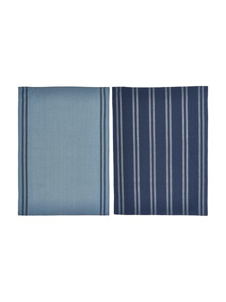 Súprava pruhovaných bavlnených utierok Soft Tools, 2 diely, 100 % bavlna, Odtiene modrej, Š 50 x D 70 cm