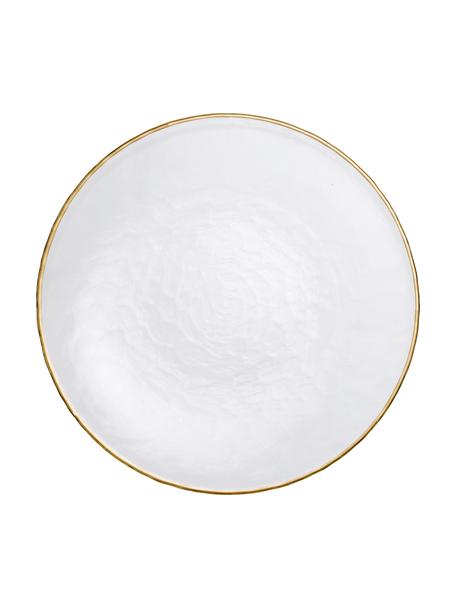 Talerz duży ze szkła Orphee, 2 szt., Szkło, Transparentny ze złotą krawędzią, Ø 28 cm