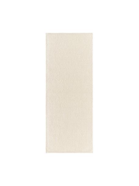 Tapis de couloir en laine tissé main Amaro, Blanc crème, beige, larg. 80 x long. 200 cm