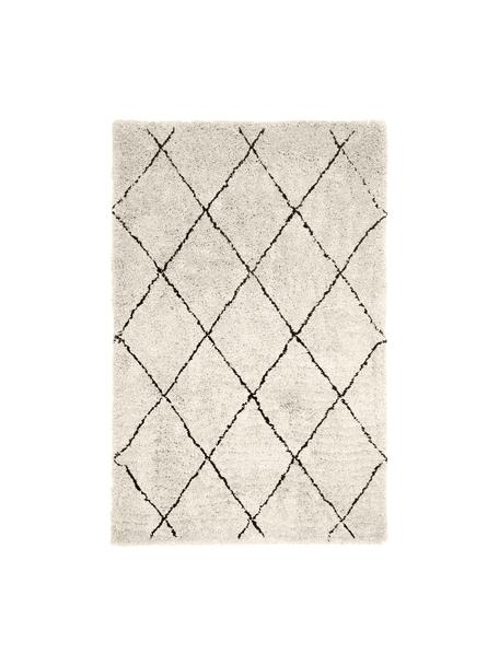 Tapis à poils longs tufté main Naima, Beige, noir, larg. 80 x long. 150 cm (taille XS)