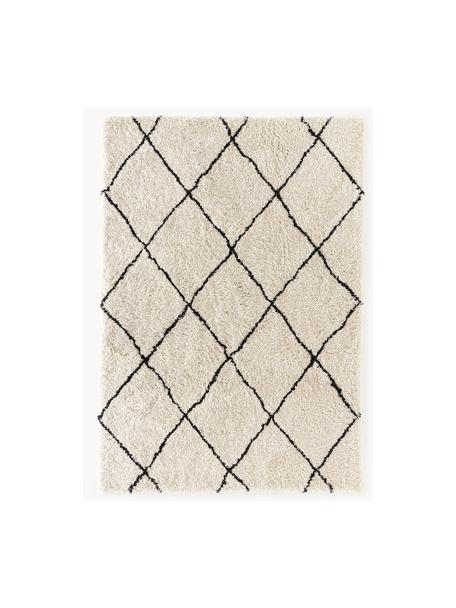 Puszysty ręcznie tuftowany dywan z długim włosiem Naima, Beżowy, czarny, S 160 x D 230 cm (Rozmiar M)
