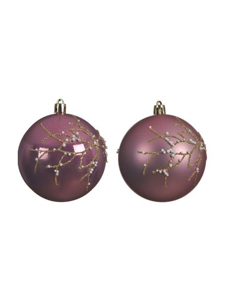 Nerozbitné vánoční ozdoby Violetta, 4 ks, Fialová, zlatá, bílá, Ø 8 cm