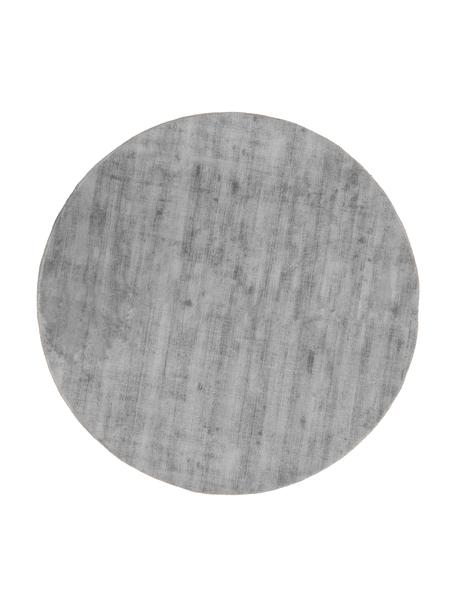 Ručně tkaný kulatý viskózový koberec Jane, Šedá, Ø 120 cm (velikost S)