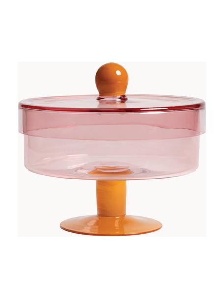 Skleněná dóza Duo, Sklo, Oranžová, růžová, Ø 22 cm, V 20 cm